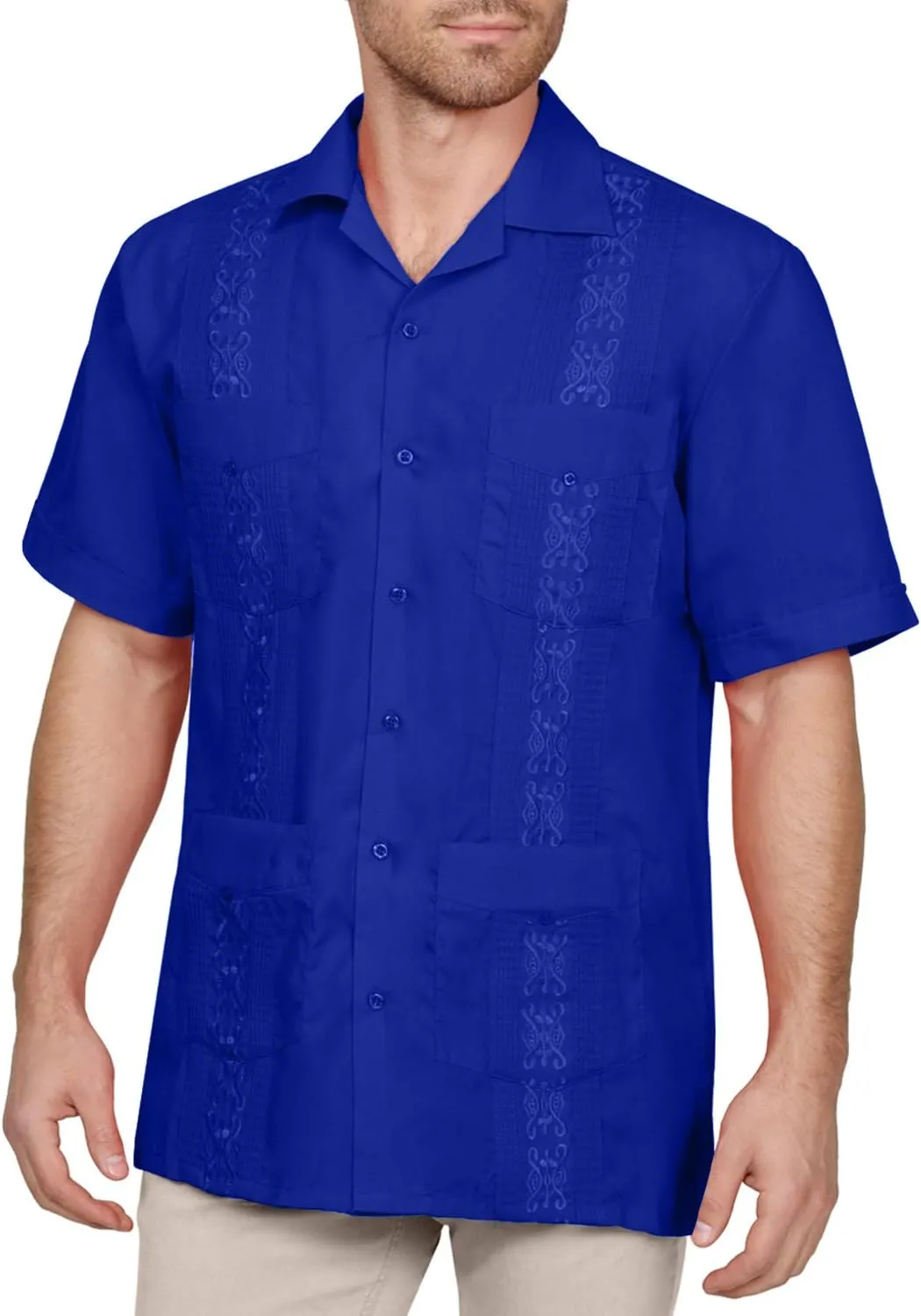 NE PEOPLE Men's Short Sleeve Cuban Guayabera Button Down Shirts Top S-4XL