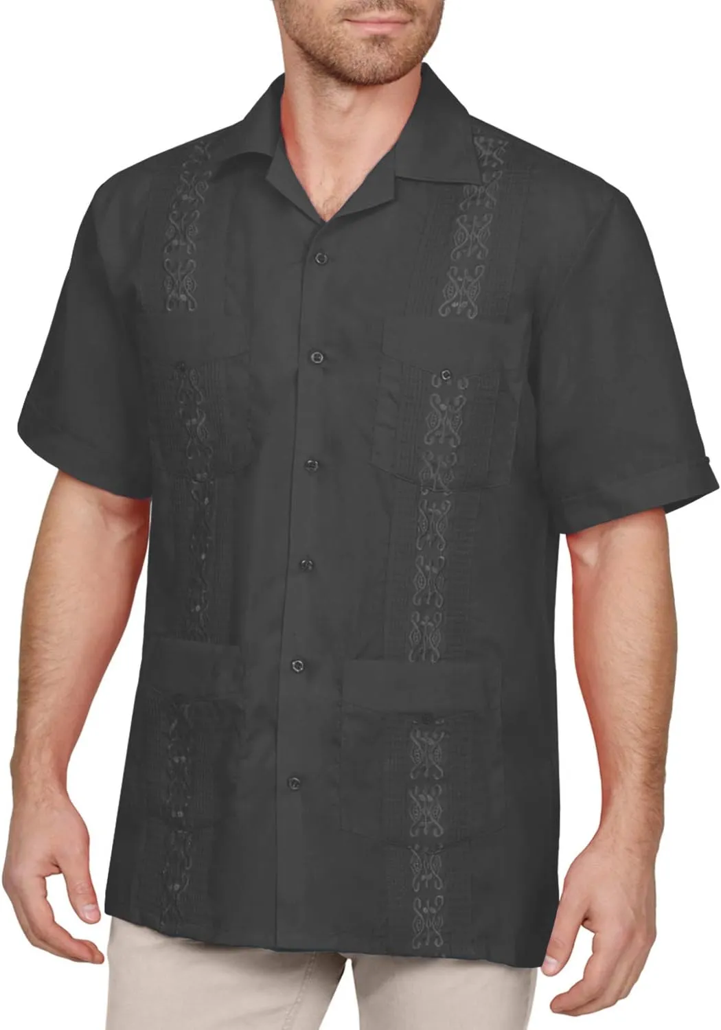 NE PEOPLE Men's Short Sleeve Cuban Guayabera Button Down Shirts Top S-4XL