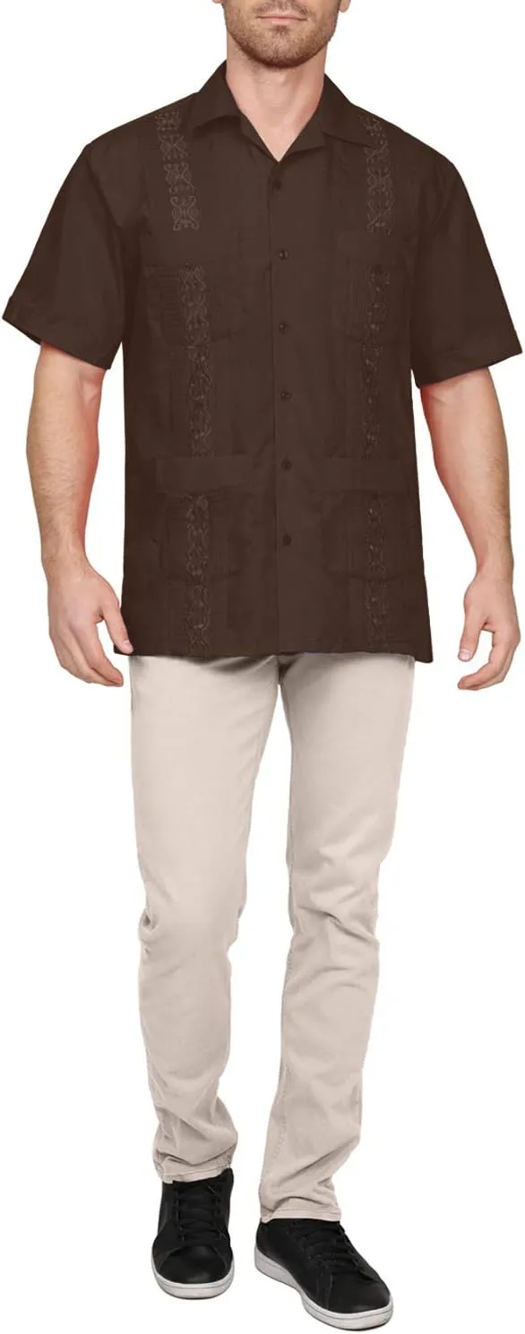 NE PEOPLE Men's Short Sleeve Cuban Guayabera Button Down Shirts Top S-4XL