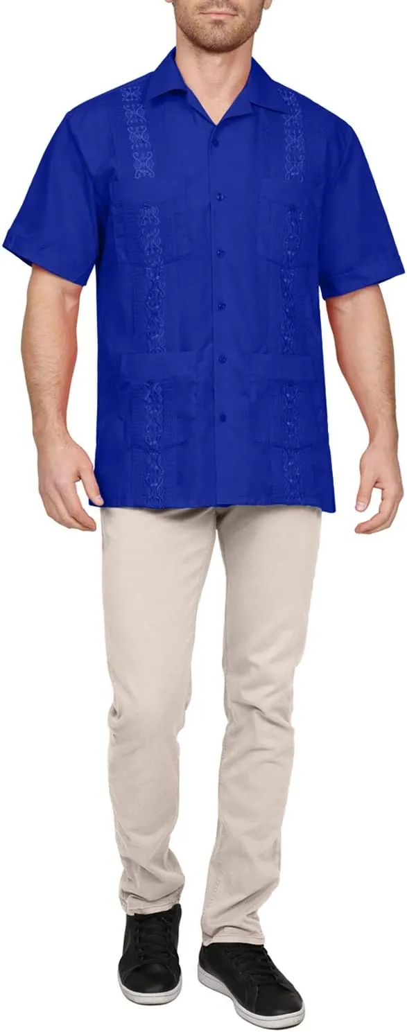 NE PEOPLE Men's Short Sleeve Cuban Guayabera Button Down Shirts Top S-4XL