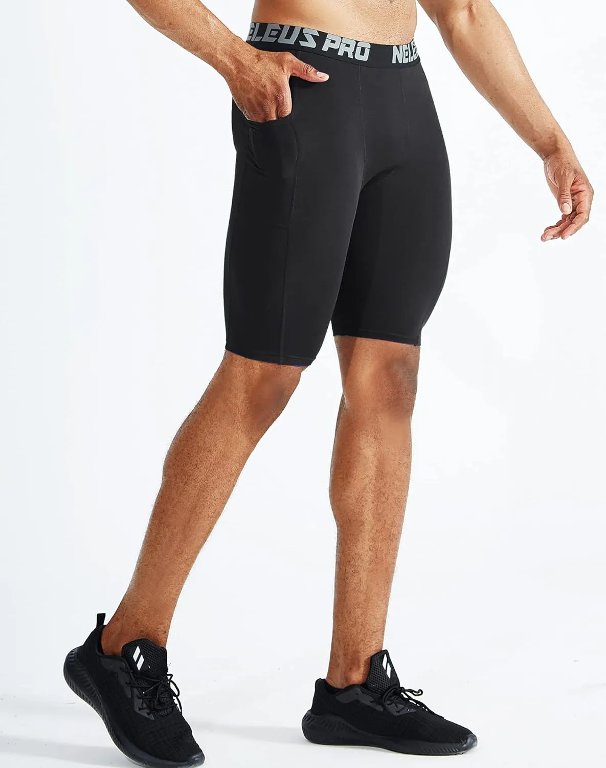 NELEUS Men's Compression Short with Pocket Dry Fit Yoga Running Shorts Pack of 3