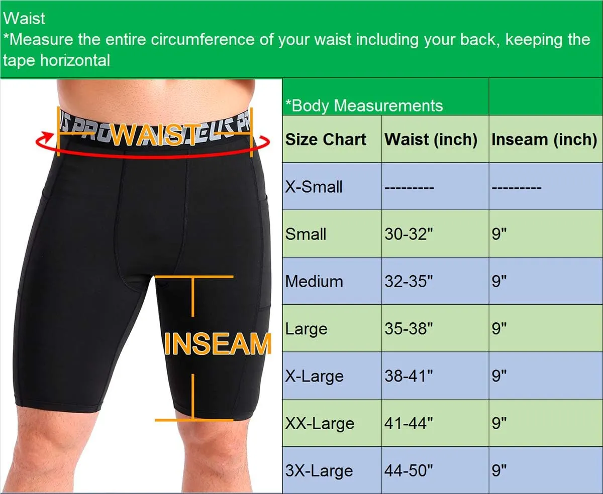 NELEUS Men's Compression Short with Pocket Dry Fit Yoga Running Shorts Pack of 3