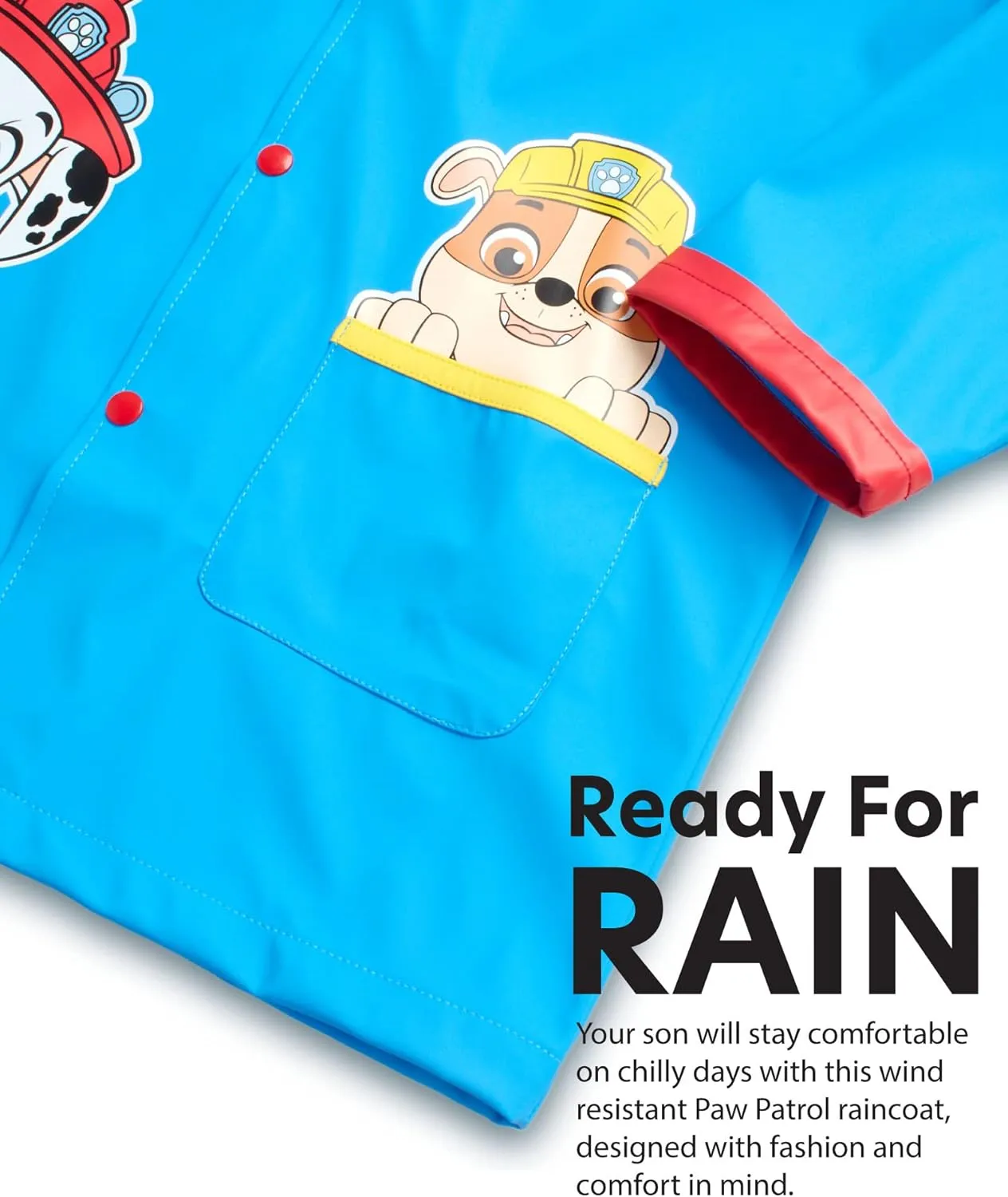 Nickelodeon Boys' Rain Jacket - Hooded Slicker Shell Raincoat: Baby Shark, Paw Patrol (Size: 4-7)