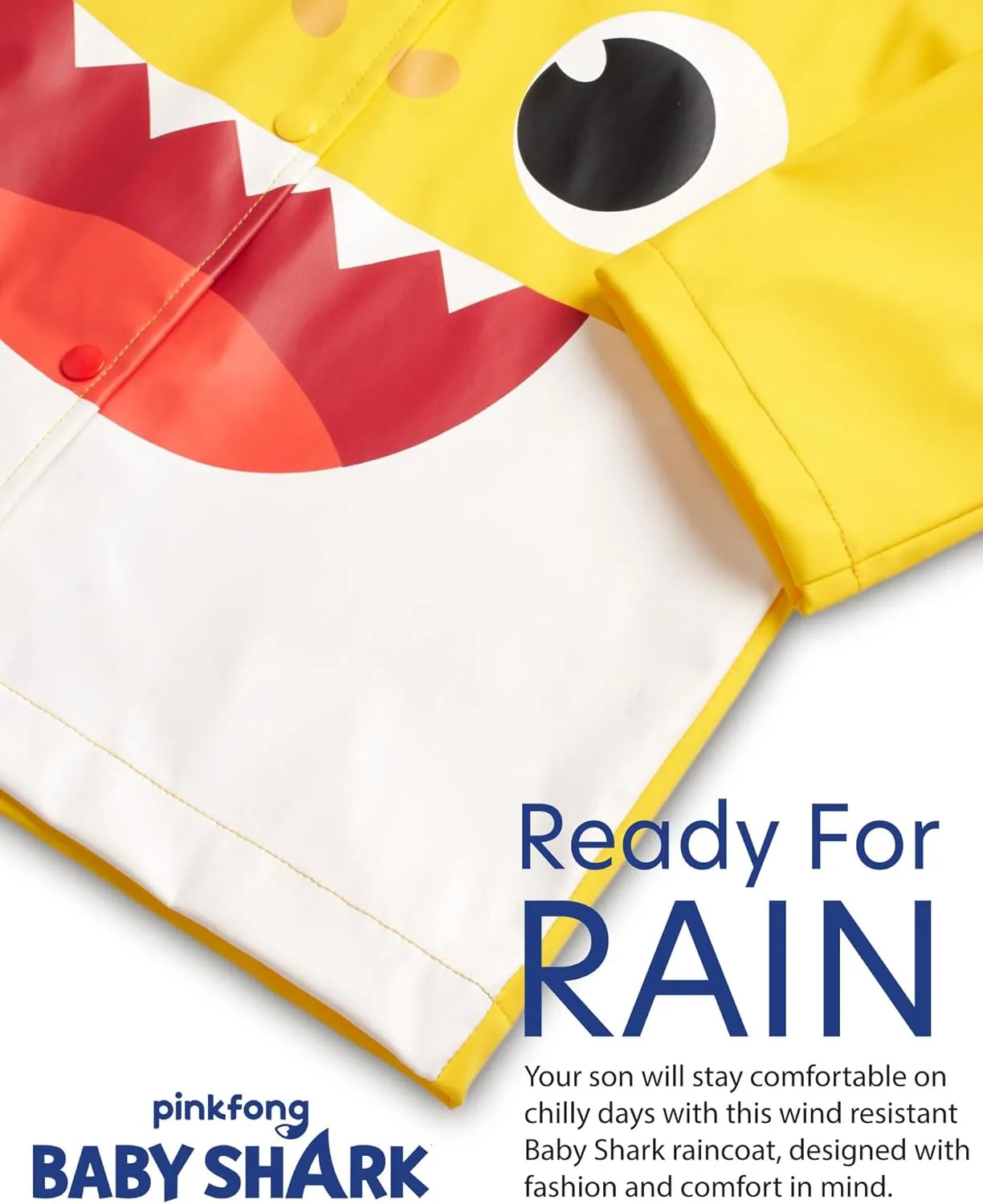 Nickelodeon Boys' Rain Jacket - Hooded Slicker Shell Raincoat: Baby Shark, Paw Patrol (Size: 4-7)