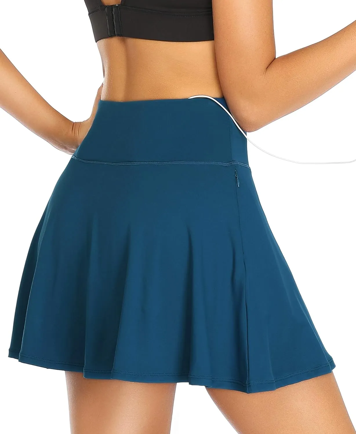 Oalka Women's Pleated Skirt with Pockets High Waist Sports Athletic Running Shorts Golf Tennis Skorts