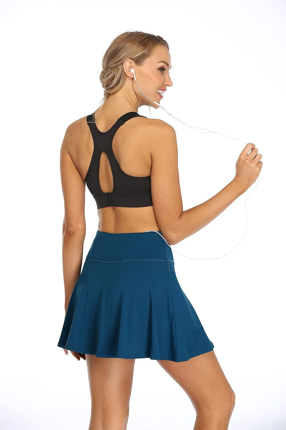 Oalka Women's Pleated Skirt with Pockets High Waist Sports Athletic Running Shorts Golf Tennis Skorts