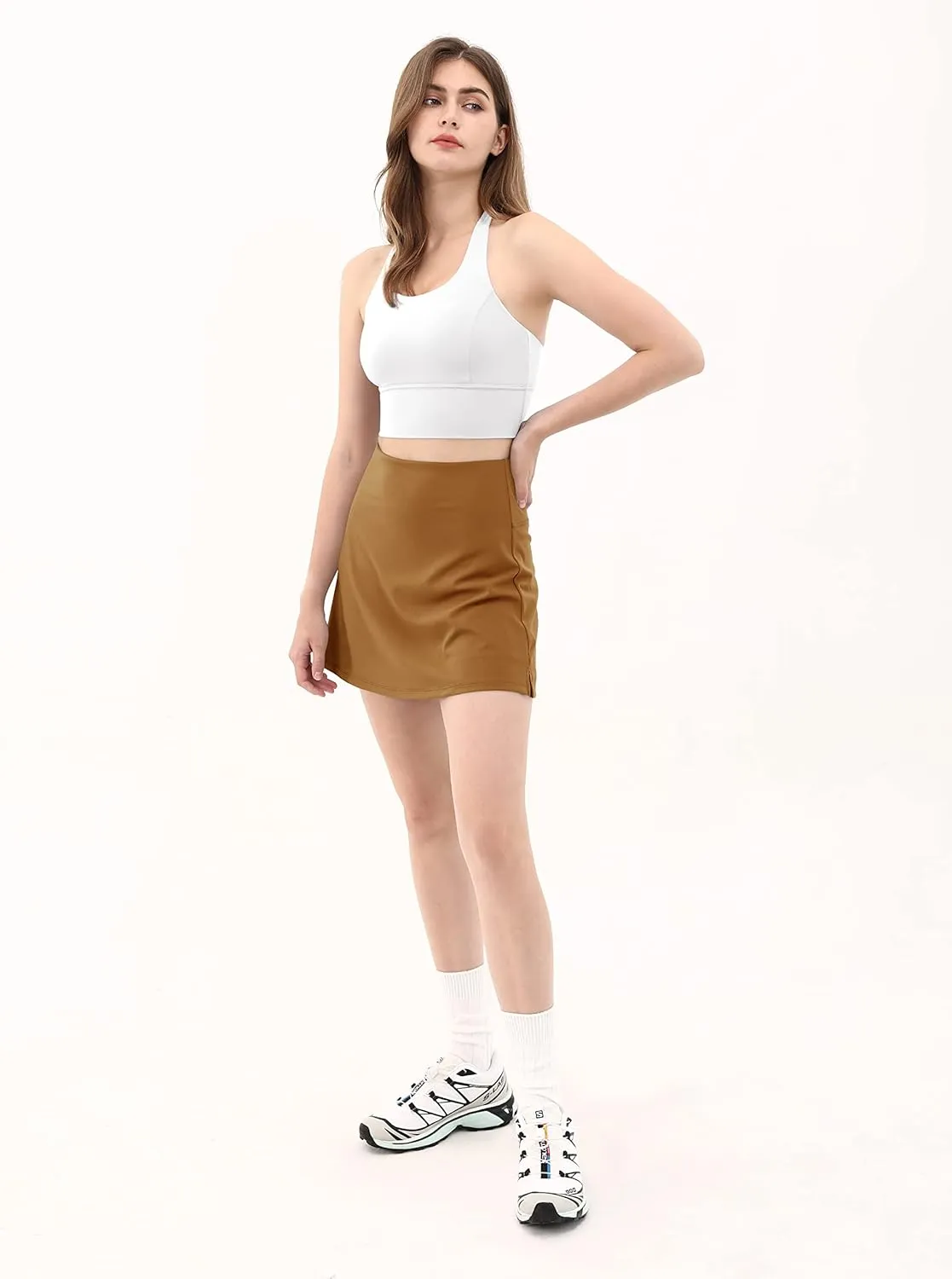 ODODOS Women's Athletic Tennis Skorts with Pockets Built-in Shorts Golf Active Skirts for Sports Running Gym Training