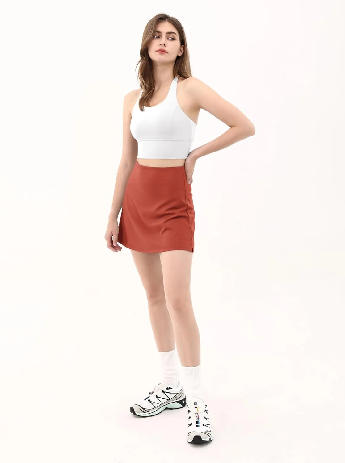ODODOS Women's Athletic Tennis Skorts with Pockets Built-in Shorts Golf Active Skirts for Sports Running Gym Training