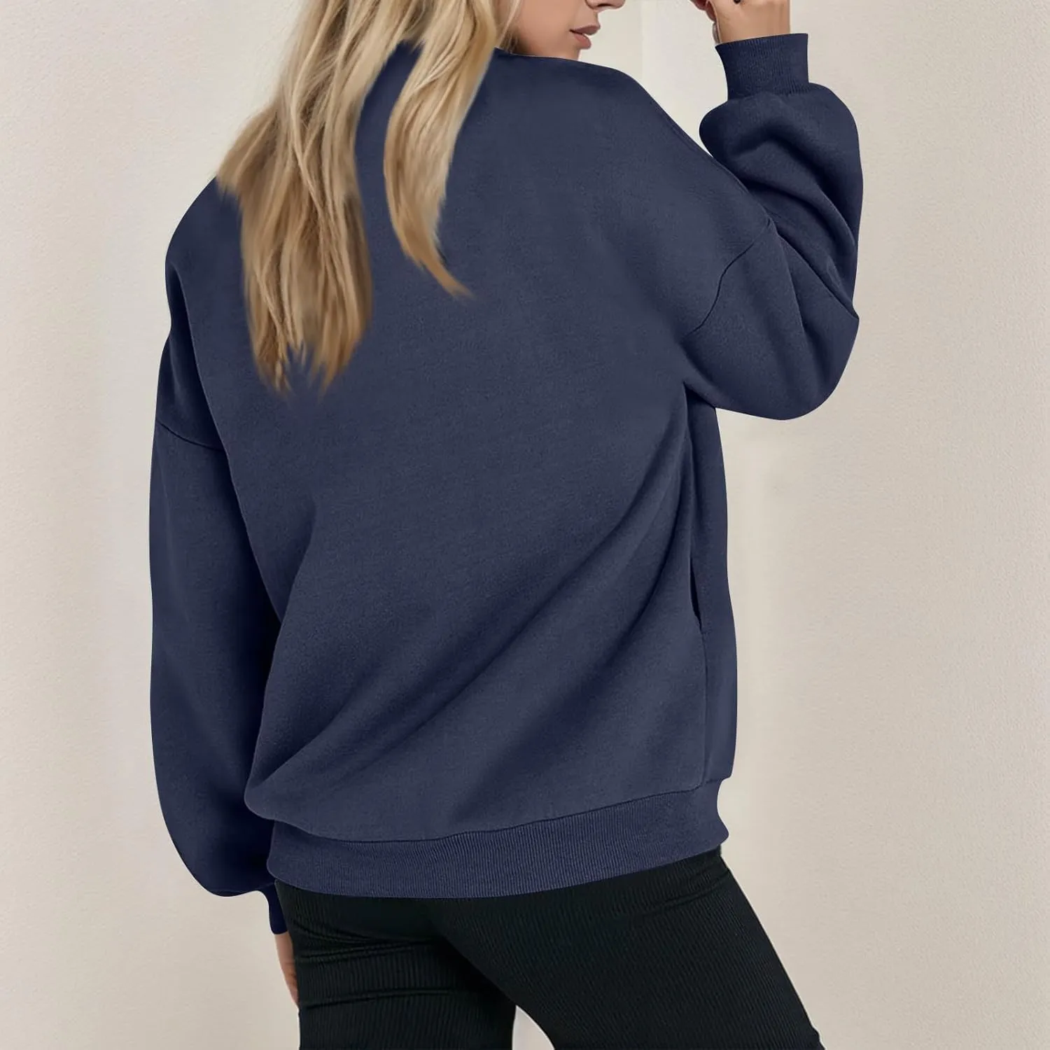 Oversized Zip Up Sweatshirt Women Bomber Fleece Zip Up Jacket Casual Athletic Workout Sweat Jackets with Pockets