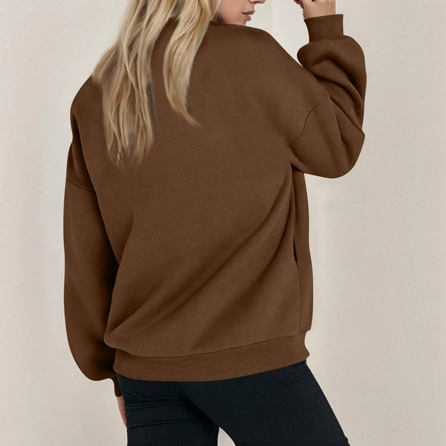 Oversized Zip Up Sweatshirt Women Bomber Fleece Zip Up Jacket Casual Athletic Workout Sweat Jackets with Pockets