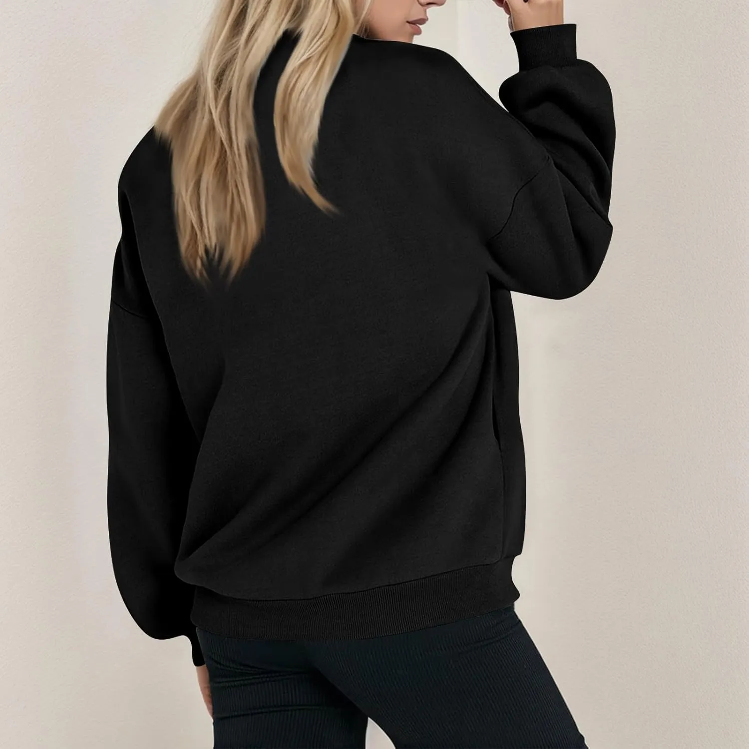 Oversized Zip Up Sweatshirt Women Bomber Fleece Zip Up Jacket Casual Athletic Workout Sweat Jackets with Pockets