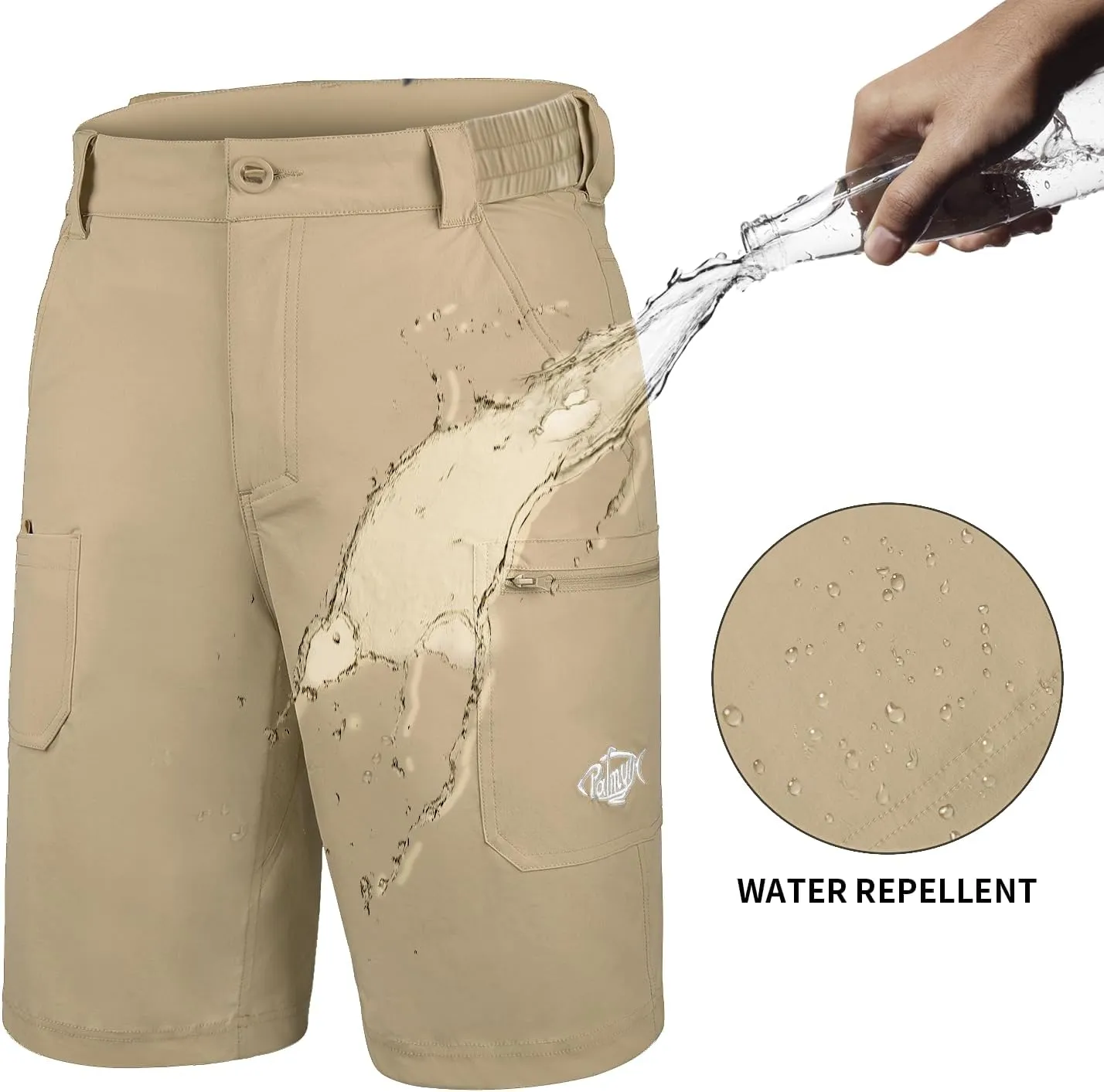 Palmyth Men's Fishing Short Quick Dry 10.5 Sun Protection UV UPF 50  Cargo Shorts Water Resistant for Saltwater Freshwater