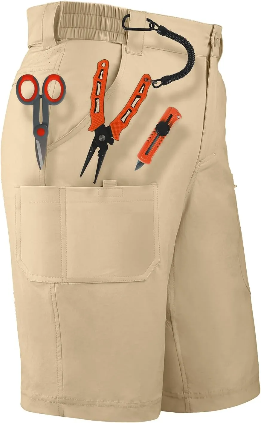 Palmyth Men's Fishing Short Quick Dry 10.5 Sun Protection UV UPF 50  Cargo Shorts Water Resistant for Saltwater Freshwater