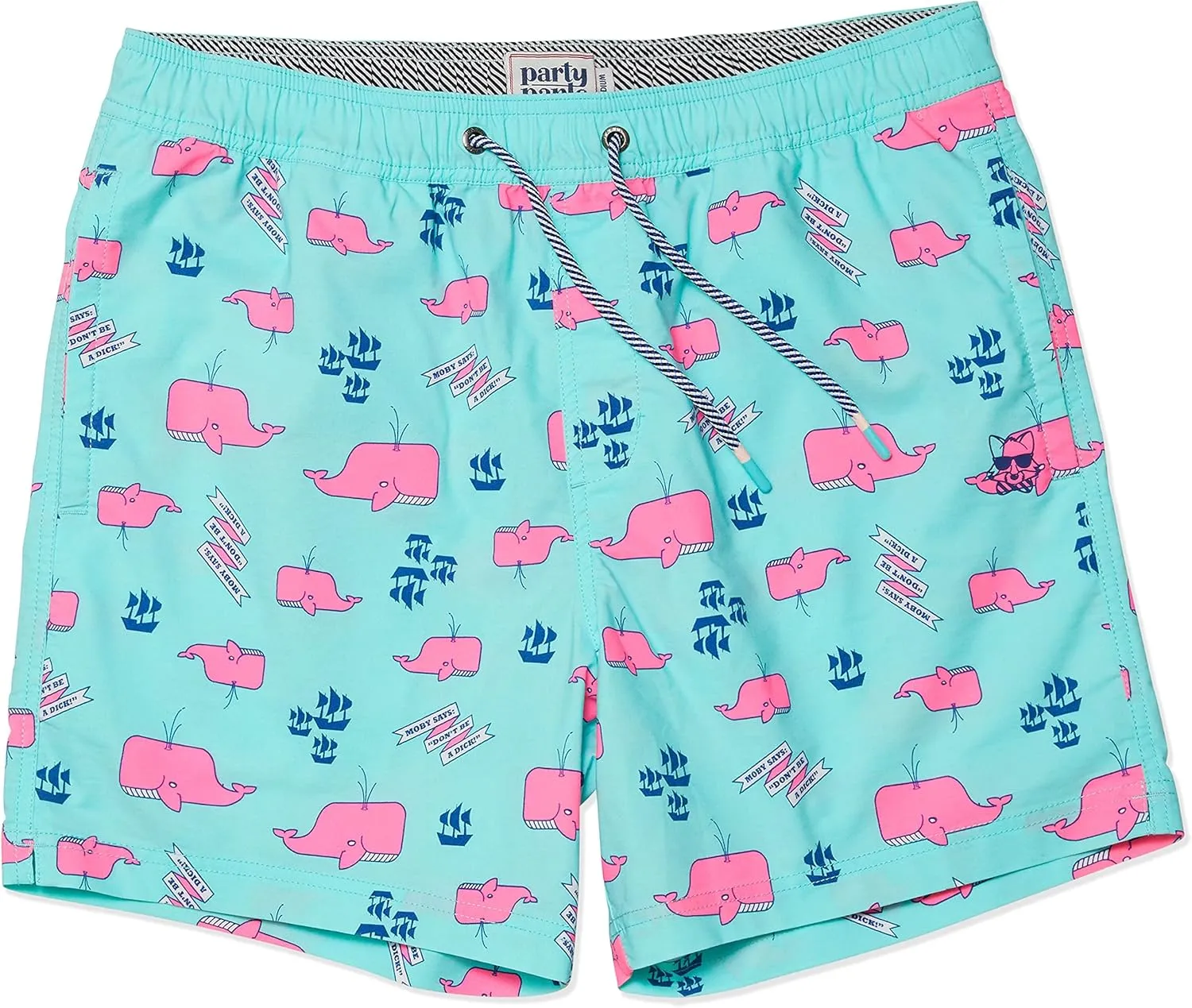 Party Pants USA Mens Swim Trunks, Characters, Stretch Swimming Board Shorts, 5.5 Inseam