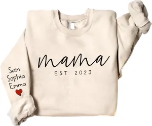 Personalized Grandma Sweatshirt, Custom Mom Shirt With Heart Kids Names, Gifts For Mothers Day