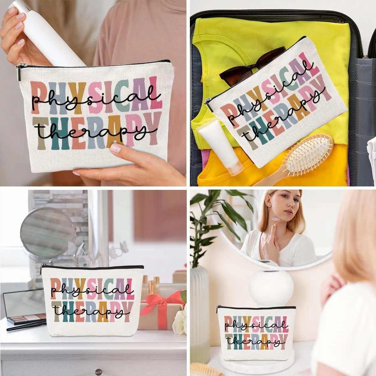 Physical Therapy Gifts for Therapist - Makeup Bag for Physiotherapist Women, Female, Her, Coworker, Friend - Cosmetic Travel Toiletry Bag Zipper Pouch for Christmas Birthday