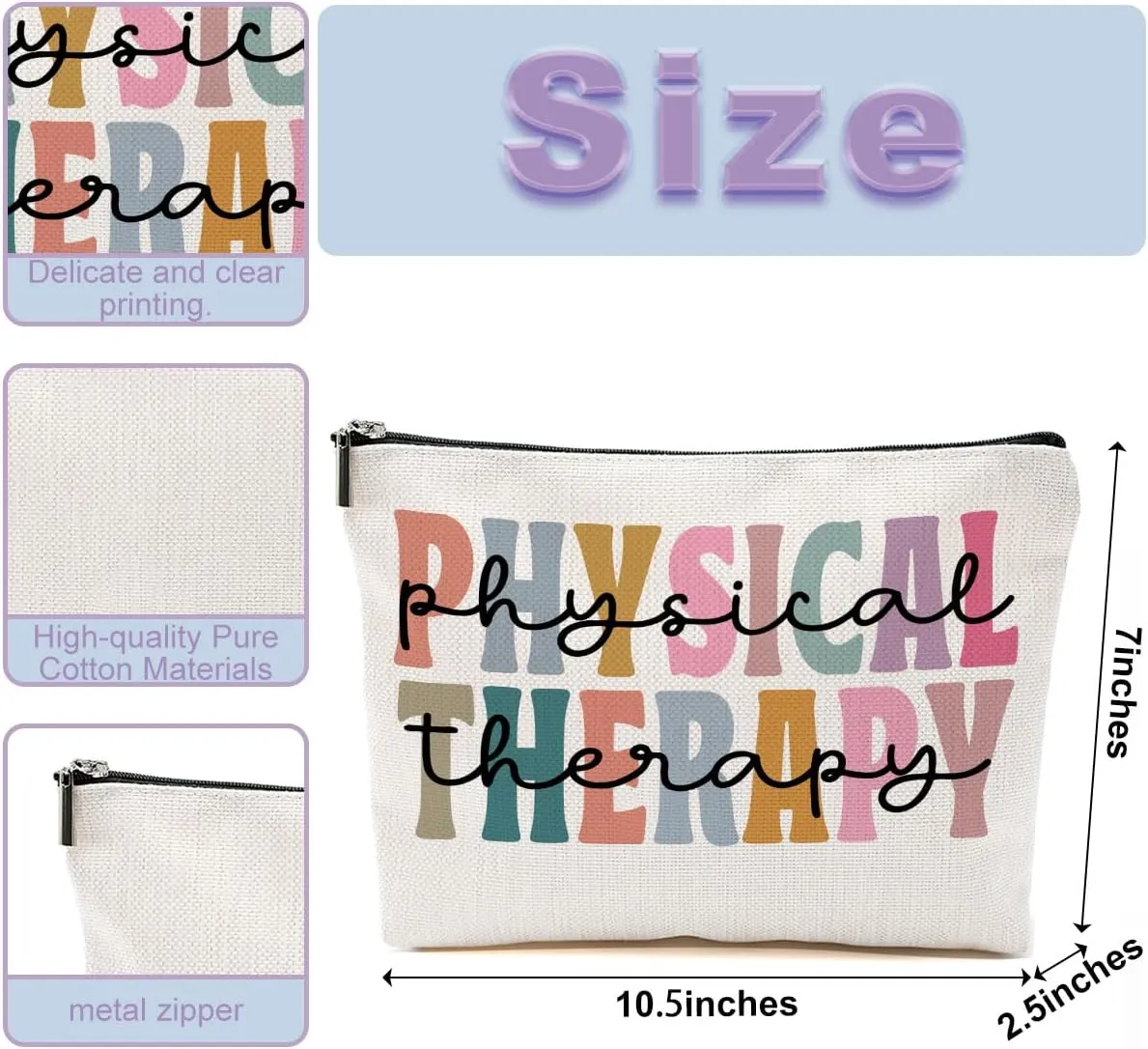Physical Therapy Gifts for Therapist - Makeup Bag for Physiotherapist Women, Female, Her, Coworker, Friend - Cosmetic Travel Toiletry Bag Zipper Pouch for Christmas Birthday