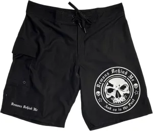 Premium Black Stretch Board Shorts - White Circle Logo