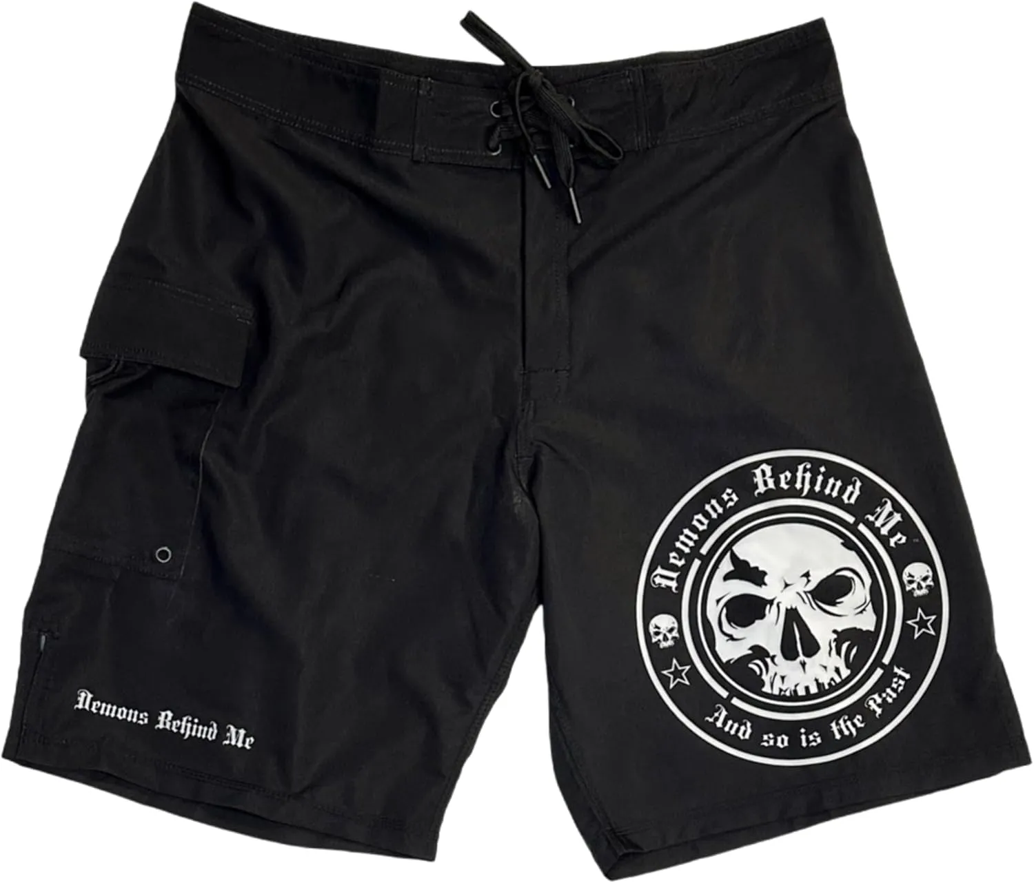 Premium Black Stretch Board Shorts - White Circle Logo