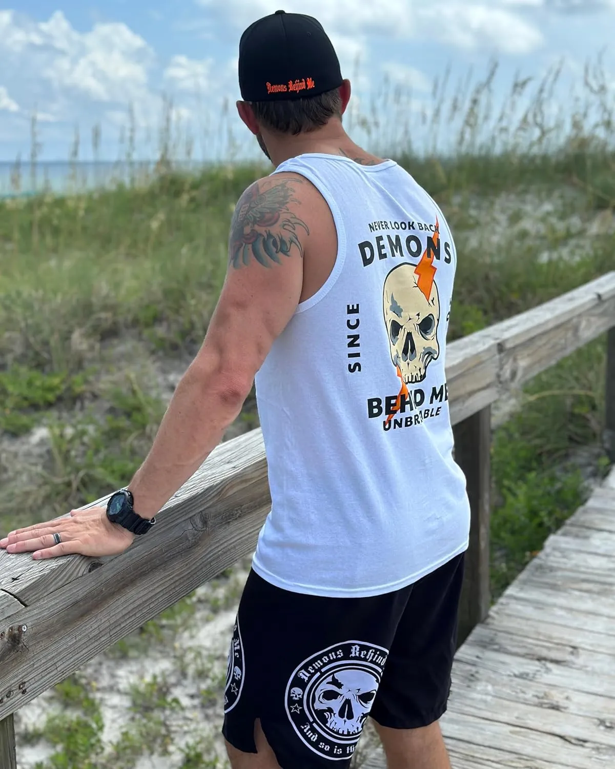 Premium Black Stretch Board Shorts - White Circle Logo