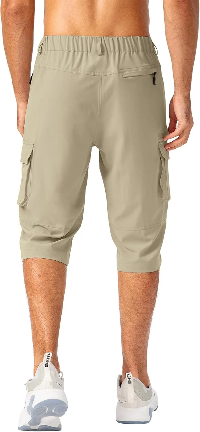 Pudolla Men's Capri Pants Quick Dry 3/4 Long Shorts with 6 Pockets for Fishing Golf Athletic Hiking