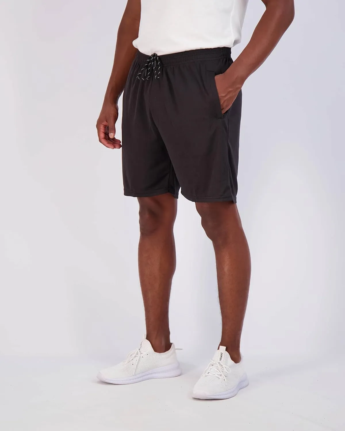 Real Essentials 4 Pack: Men's 7" Athletic Running Quick Dry Mesh Shorts with Zipper Pockets (Available in Big & Tall)