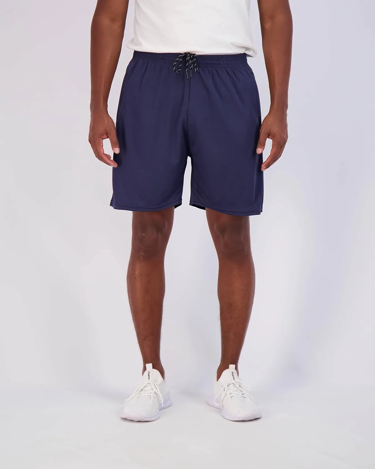 Real Essentials 4 Pack: Men's 7" Athletic Running Quick Dry Mesh Shorts with Zipper Pockets (Available in Big & Tall)