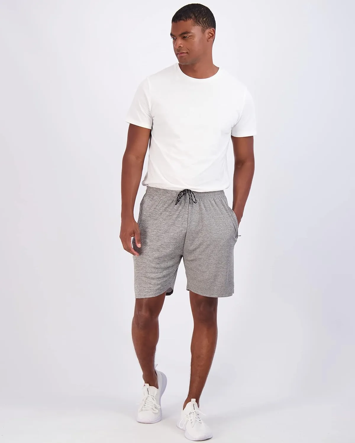 Real Essentials 4 Pack: Men's 7" Athletic Running Quick Dry Mesh Shorts with Zipper Pockets (Available in Big & Tall)