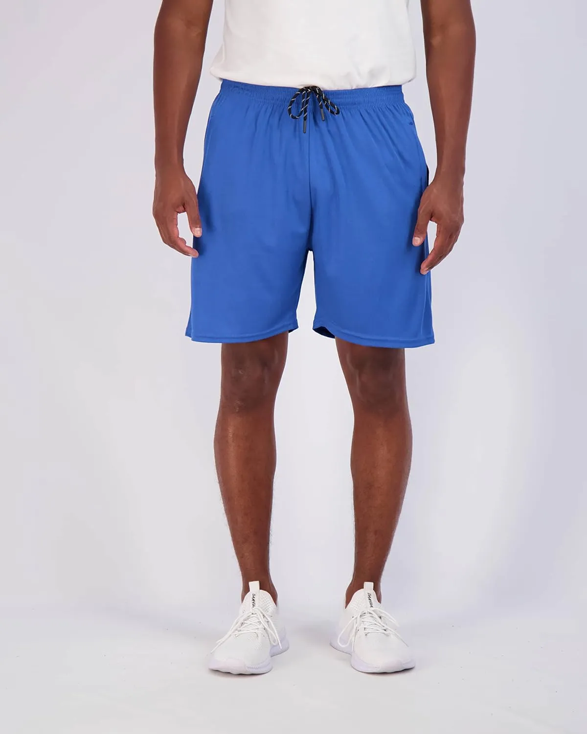 Real Essentials 4 Pack: Men's 7" Athletic Running Quick Dry Mesh Shorts with Zipper Pockets (Available in Big & Tall)