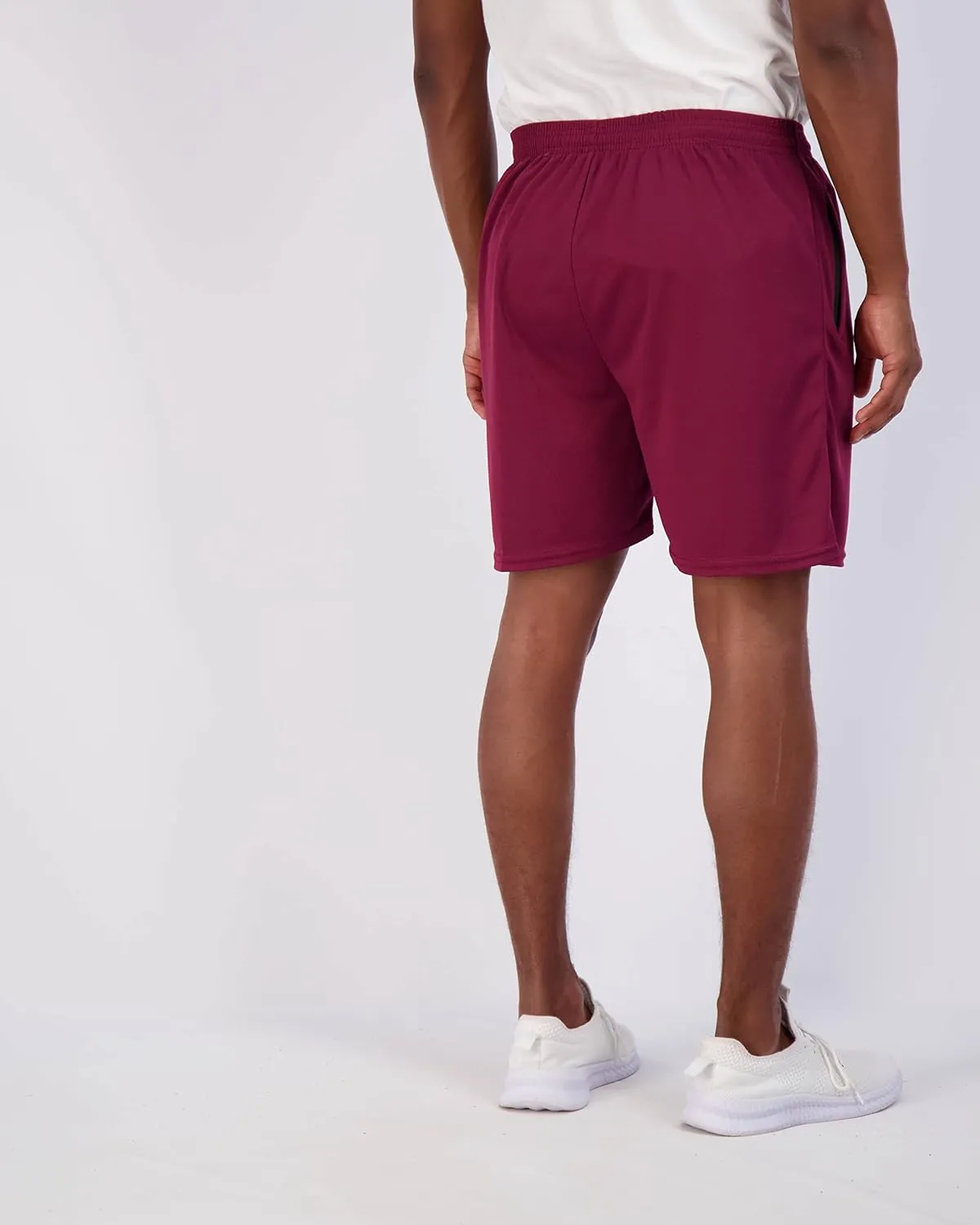 Real Essentials 4 Pack: Men's 7" Athletic Running Quick Dry Mesh Shorts with Zipper Pockets (Available in Big & Tall)