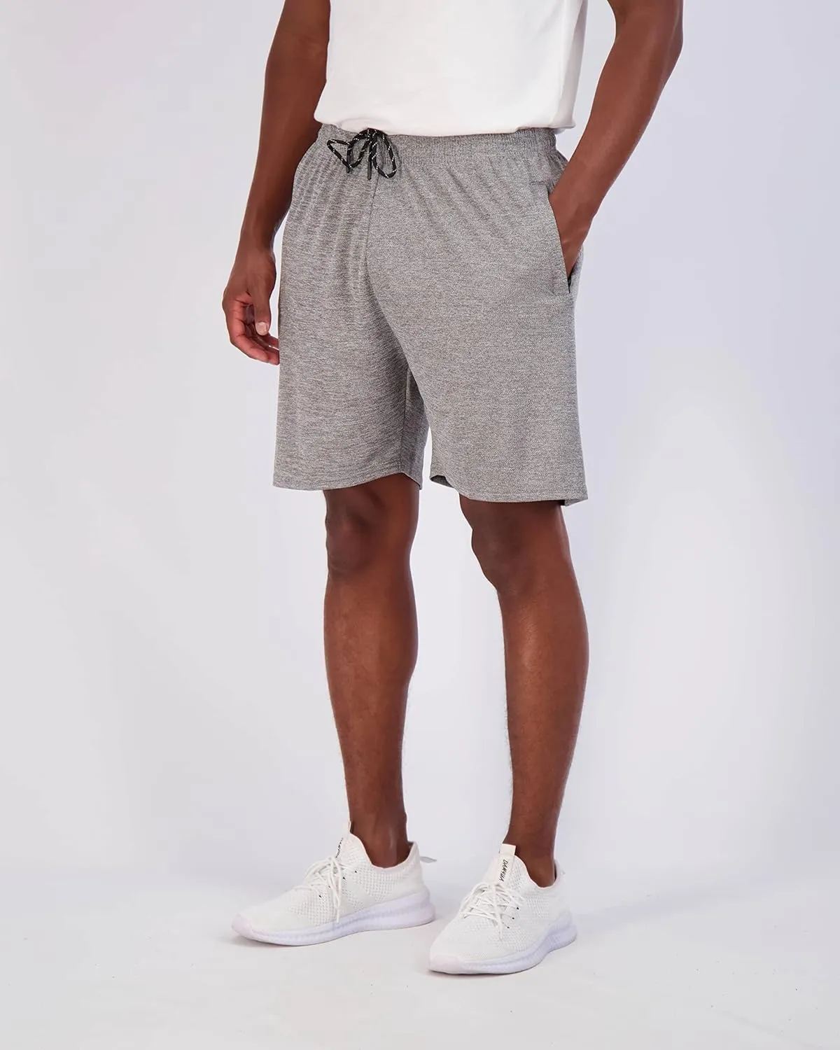 Real Essentials 4 Pack: Men's 7" Athletic Running Quick Dry Mesh Shorts with Zipper Pockets (Available in Big & Tall)