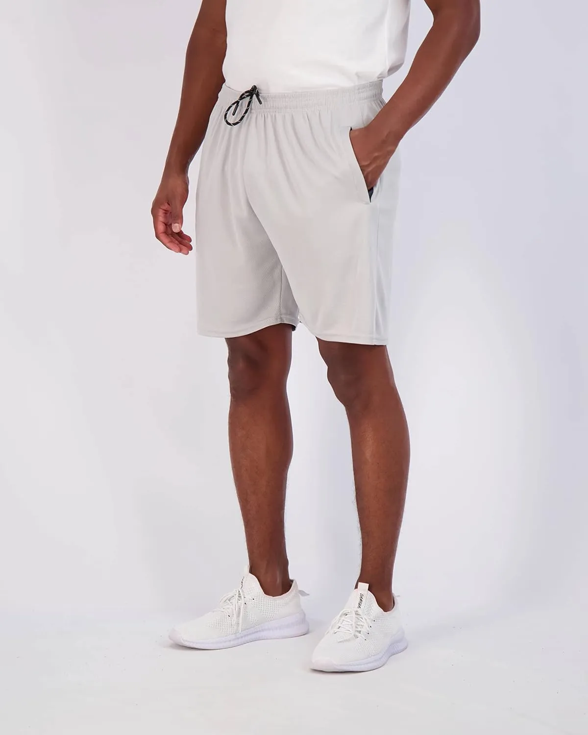 Real Essentials 4 Pack: Men's 7" Athletic Running Quick Dry Mesh Shorts with Zipper Pockets (Available in Big & Tall)