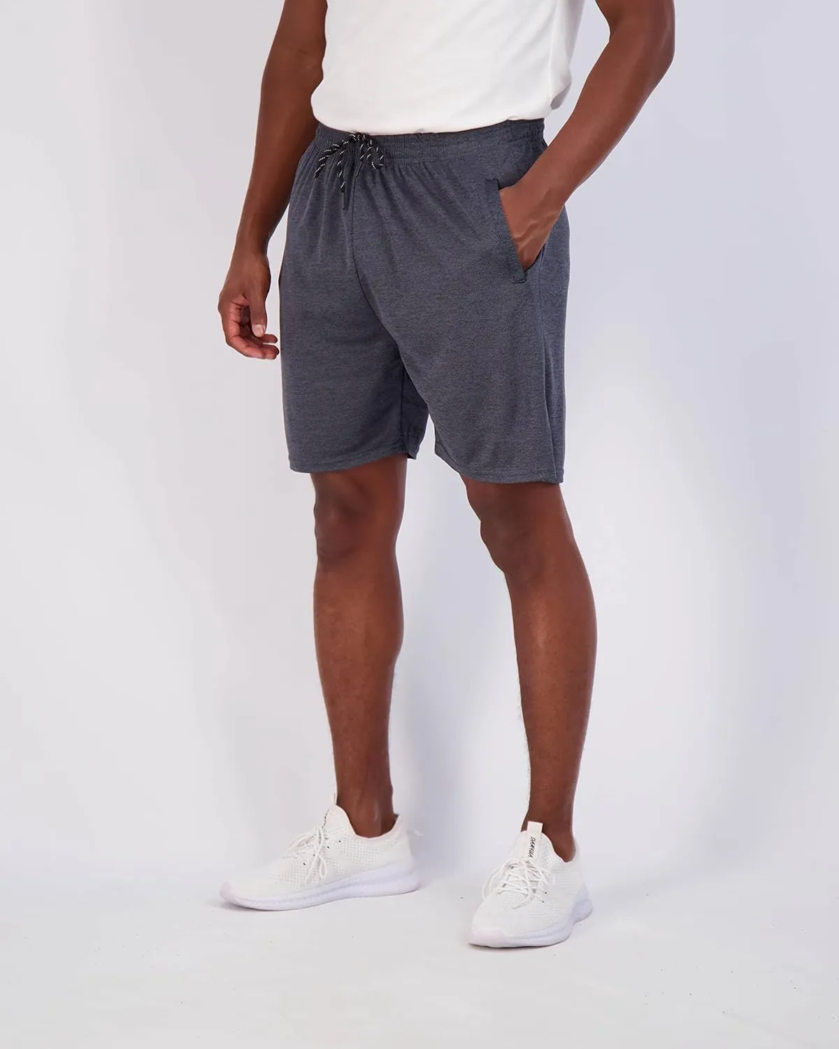 Real Essentials 4 Pack: Men's 7" Athletic Running Quick Dry Mesh Shorts with Zipper Pockets (Available in Big & Tall)