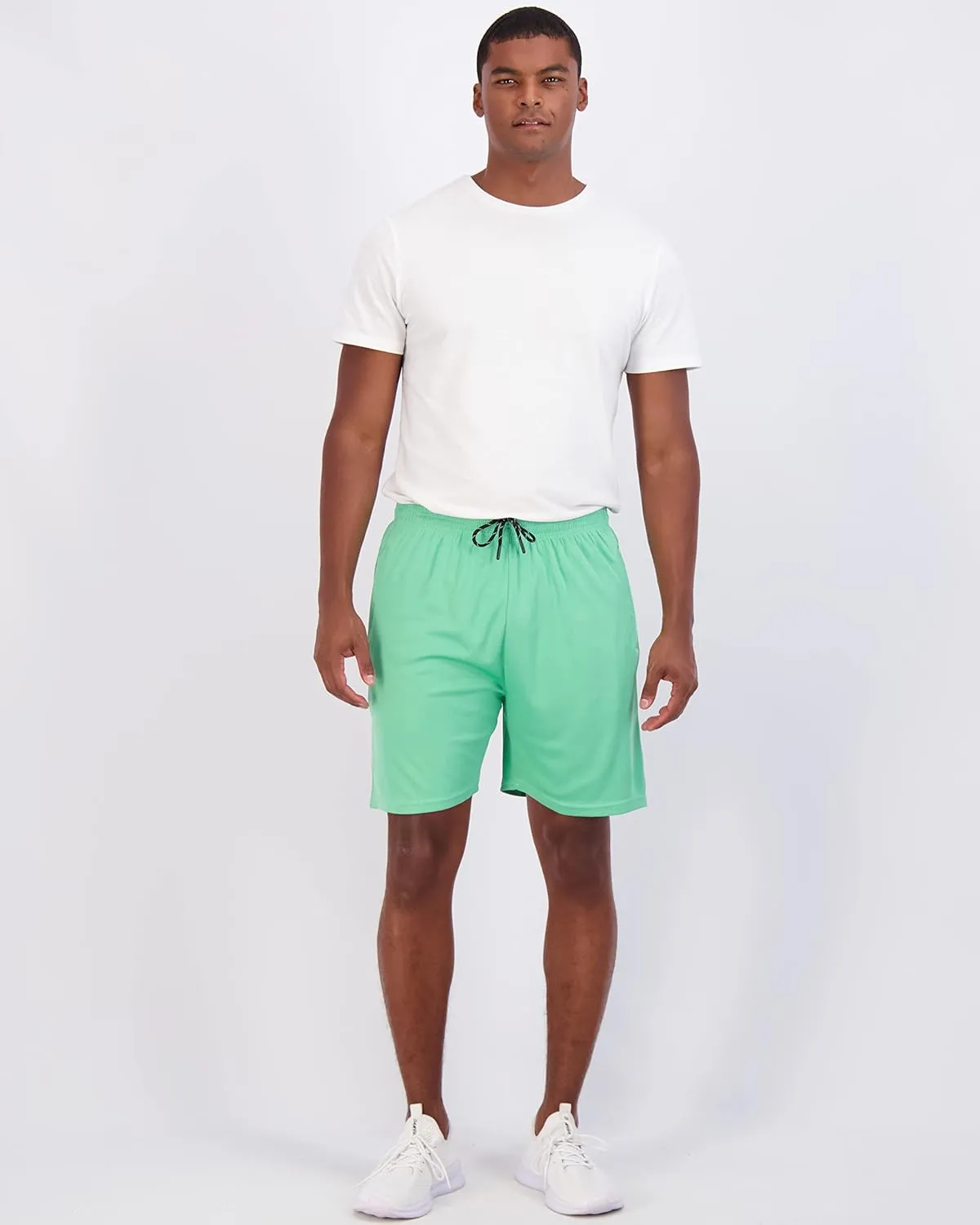 Real Essentials 4 Pack: Men's 7" Athletic Running Quick Dry Mesh Shorts with Zipper Pockets (Available in Big & Tall)