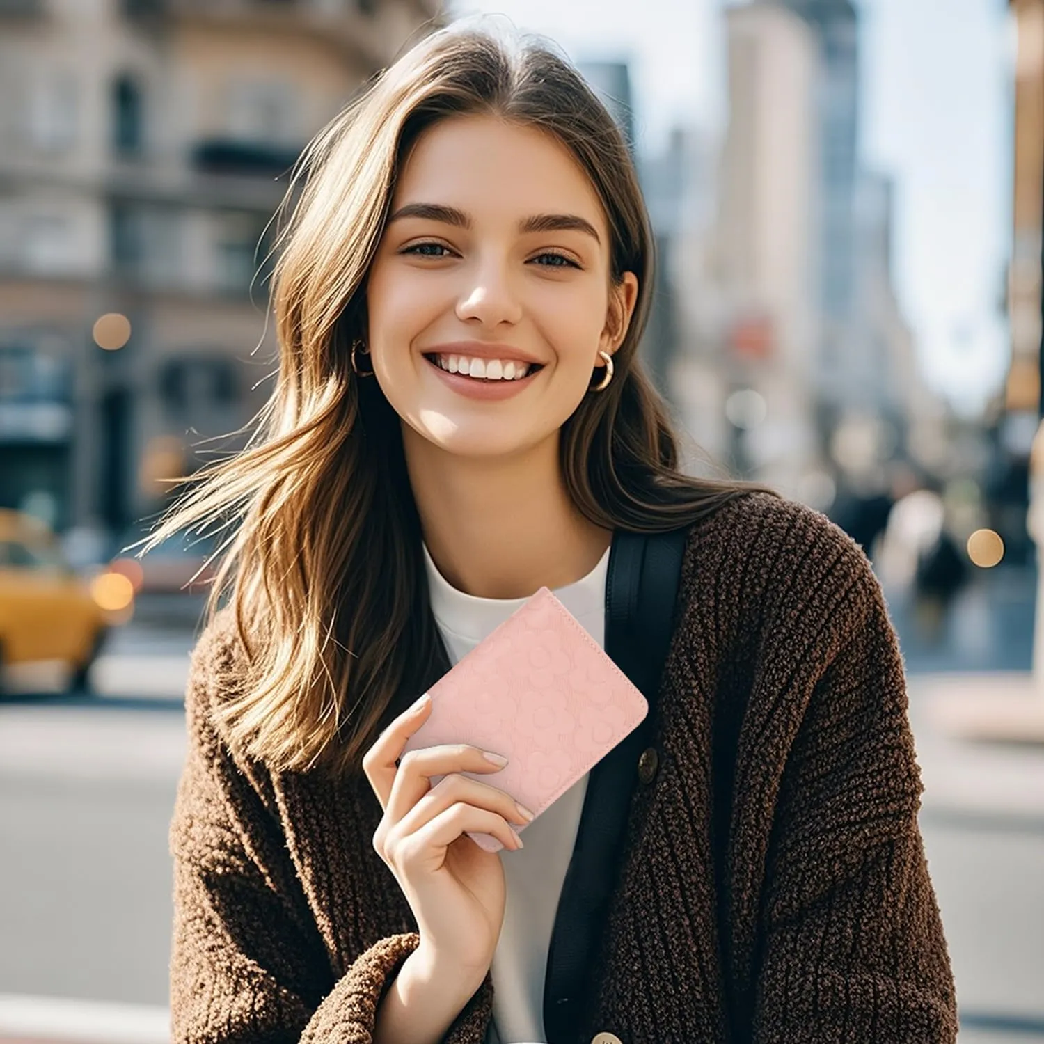 RFID Blocking Wallet Women Cute Embossed Floral Leather Credit Card Holder Wallet for Women with Tassel Accordion Purse Bifold Ladies Small Womens Wallets with Zipper Coin Pocket Pink