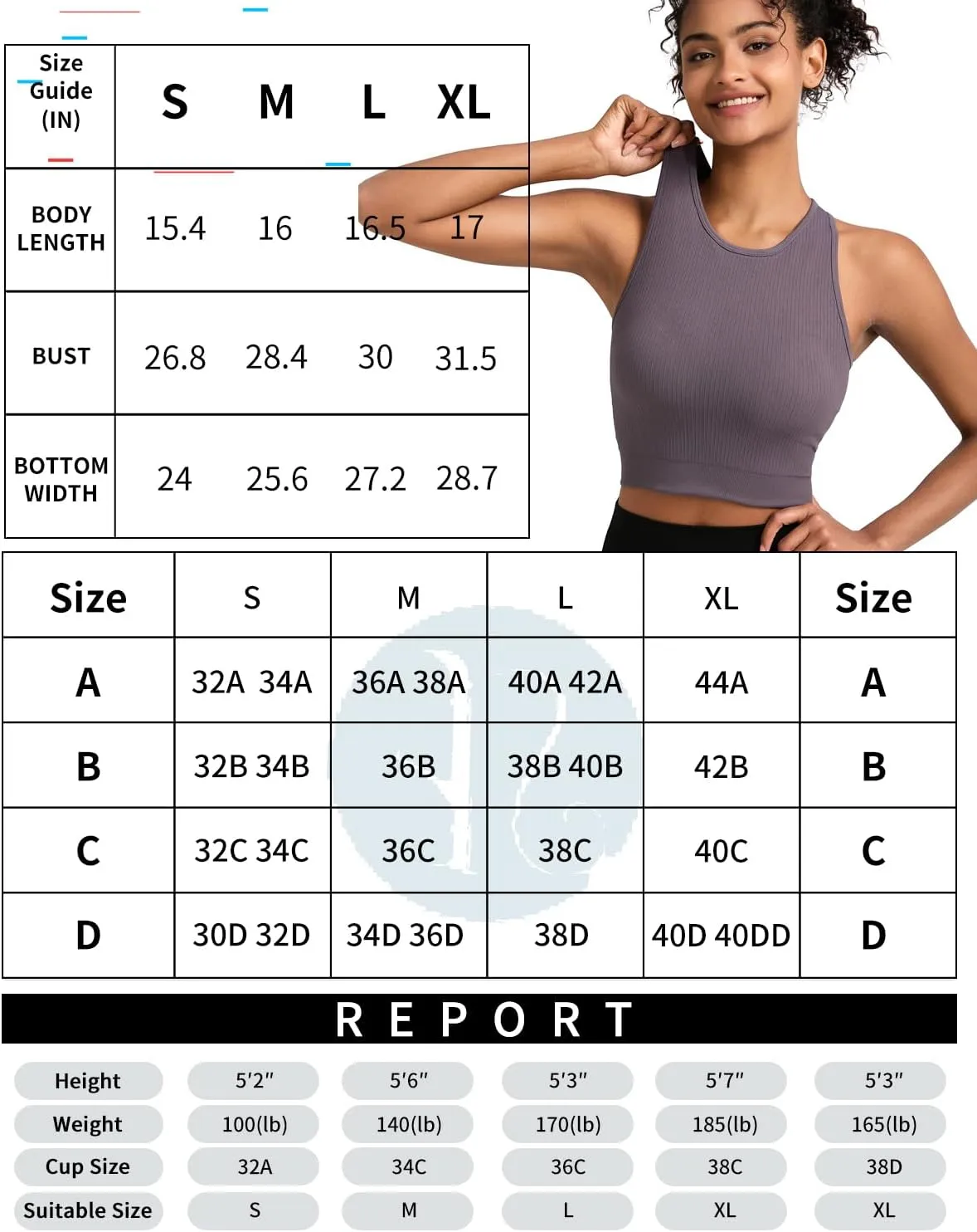 RUNNING GIRL Sports Bras for Women High Impact Seamless Ribbed Longline High Neck Workout Crop Tank Tops Padded
