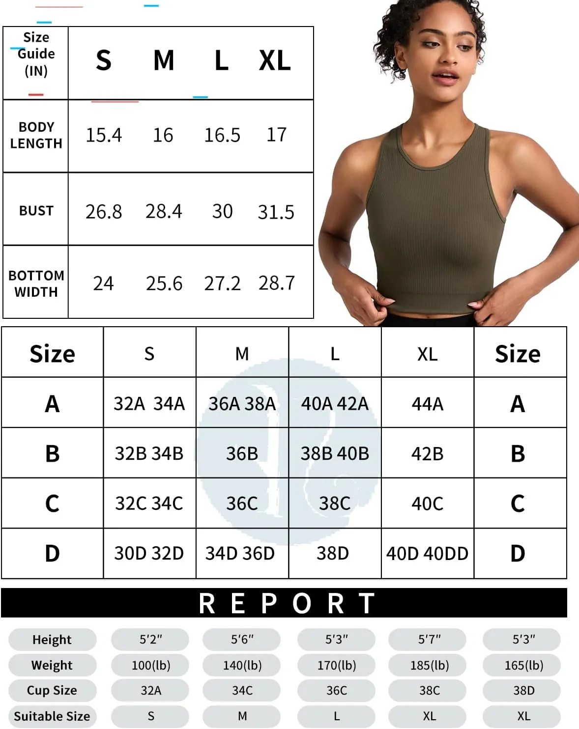 RUNNING GIRL Sports Bras for Women High Impact Seamless Ribbed Longline High Neck Workout Crop Tank Tops Padded