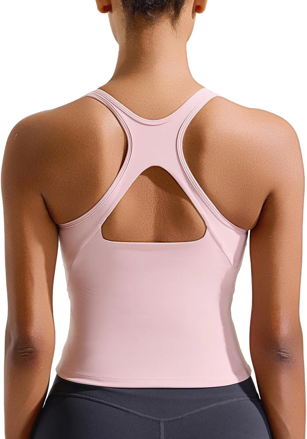 RUNNING GIRL Sports Bras for Women, Longline Racerback Crop Tank Top Compression Yoga Workout Tops with Removable Pads