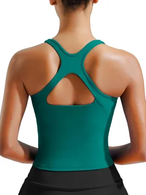 RUNNING GIRL Sports Bras for Women, Longline Racerback Crop Tank Top Compression Yoga Workout Tops with Removable Pads
