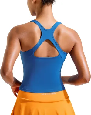 RUNNING GIRL Sports Bras for Women, Longline Racerback Crop Tank Top Compression Yoga Workout Tops with Removable Pads