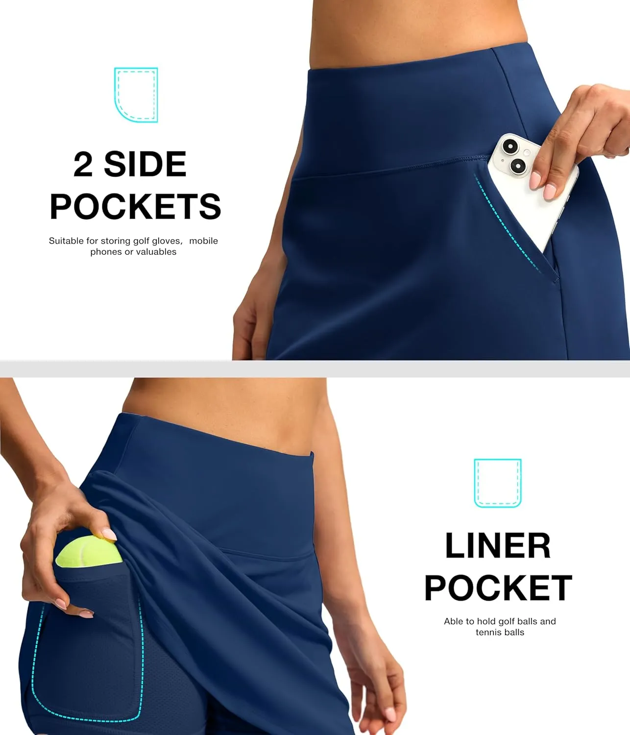 SANTINY Golf Skirts for Women Tennis Skirt High Waisted Skorts for Woman Athletic Pickleball Casual Skort with Pockets