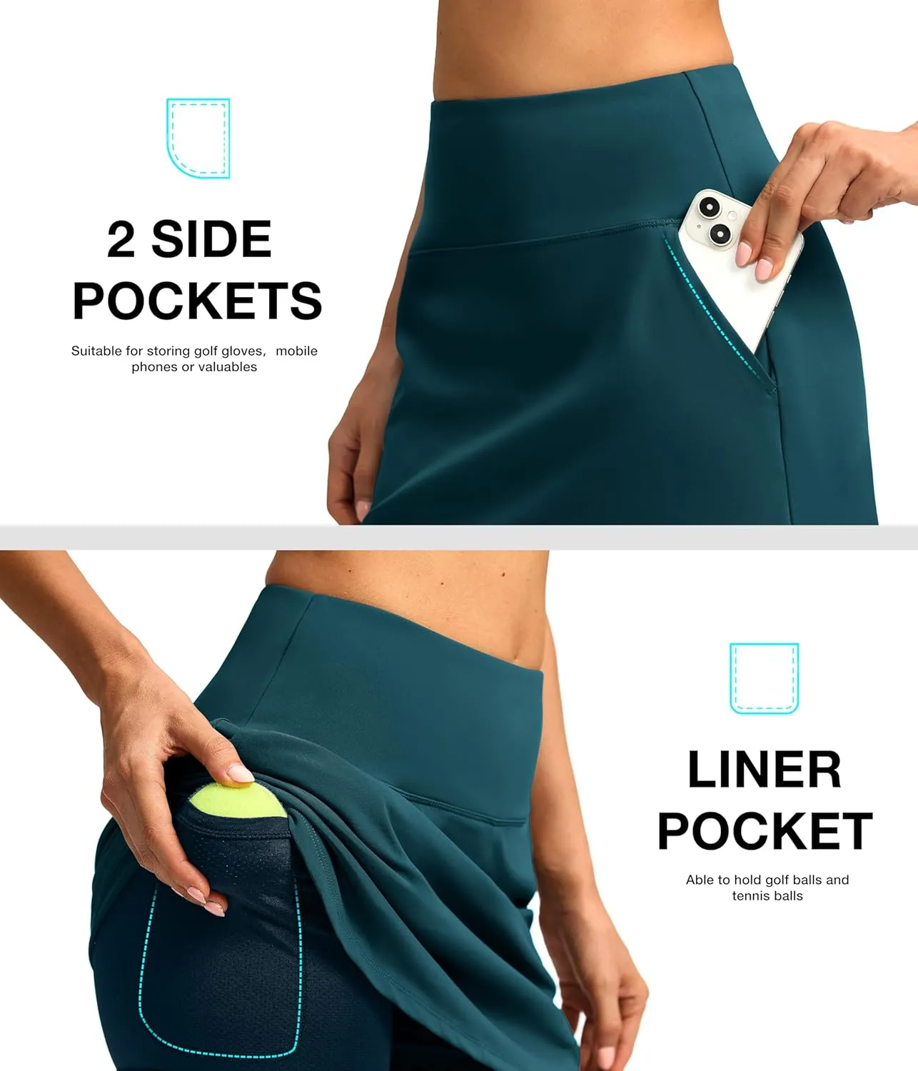 SANTINY Golf Skirts for Women Tennis Skirt High Waisted Skorts for Woman Athletic Pickleball Casual Skort with Pockets