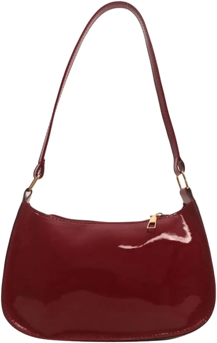 Shiny Clutch Purse for Women Genuine Leather Evening Handbag Mini Hobo Armpit Shoulder Bag for Formal Events or Parties