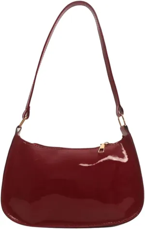 Shiny Clutch Purse for Women Genuine Leather Evening Handbag Mini Hobo Armpit Shoulder Bag for Formal Events or Parties