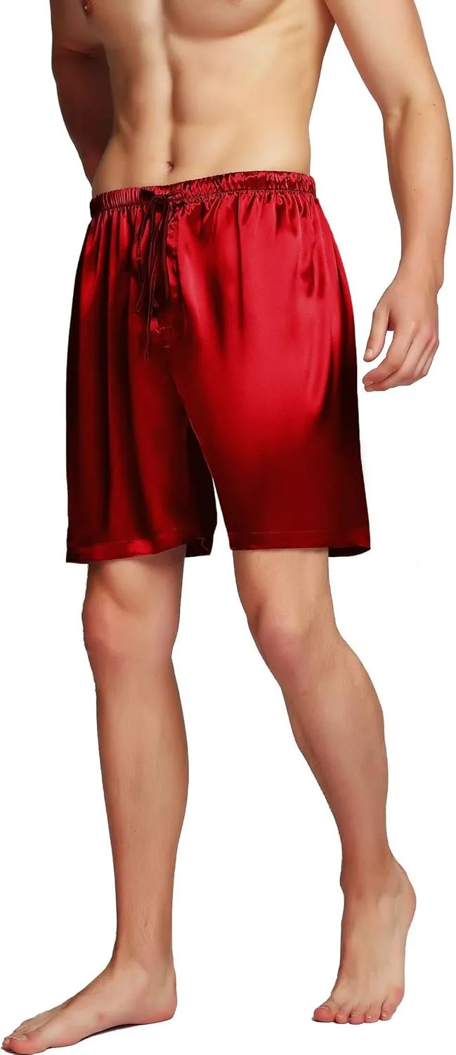 SIHA Men's Satin Pajama Boxer Shorts with Elastic Waistband, Pants S-4XL