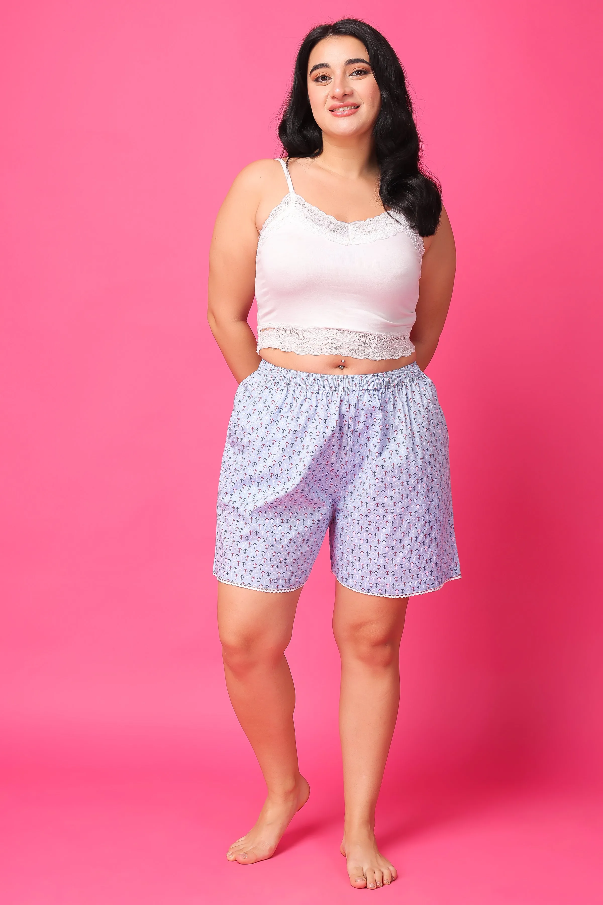 Sky Printed Poplin Shorts