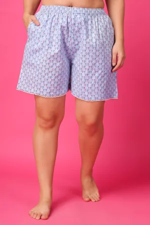 Sky Printed Poplin Shorts