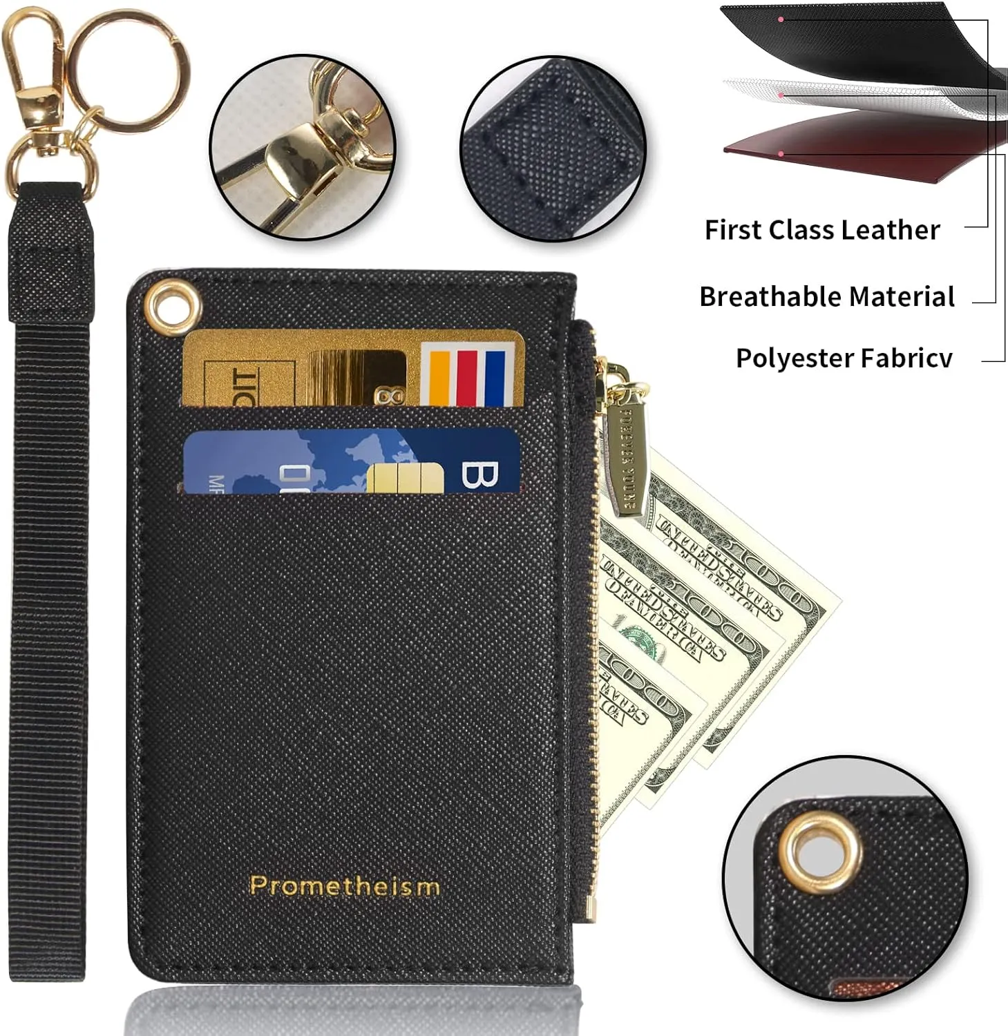 Small Wallets for Women Slim Leather Card Case Holder Wallet Coin Change Purse with Keychain