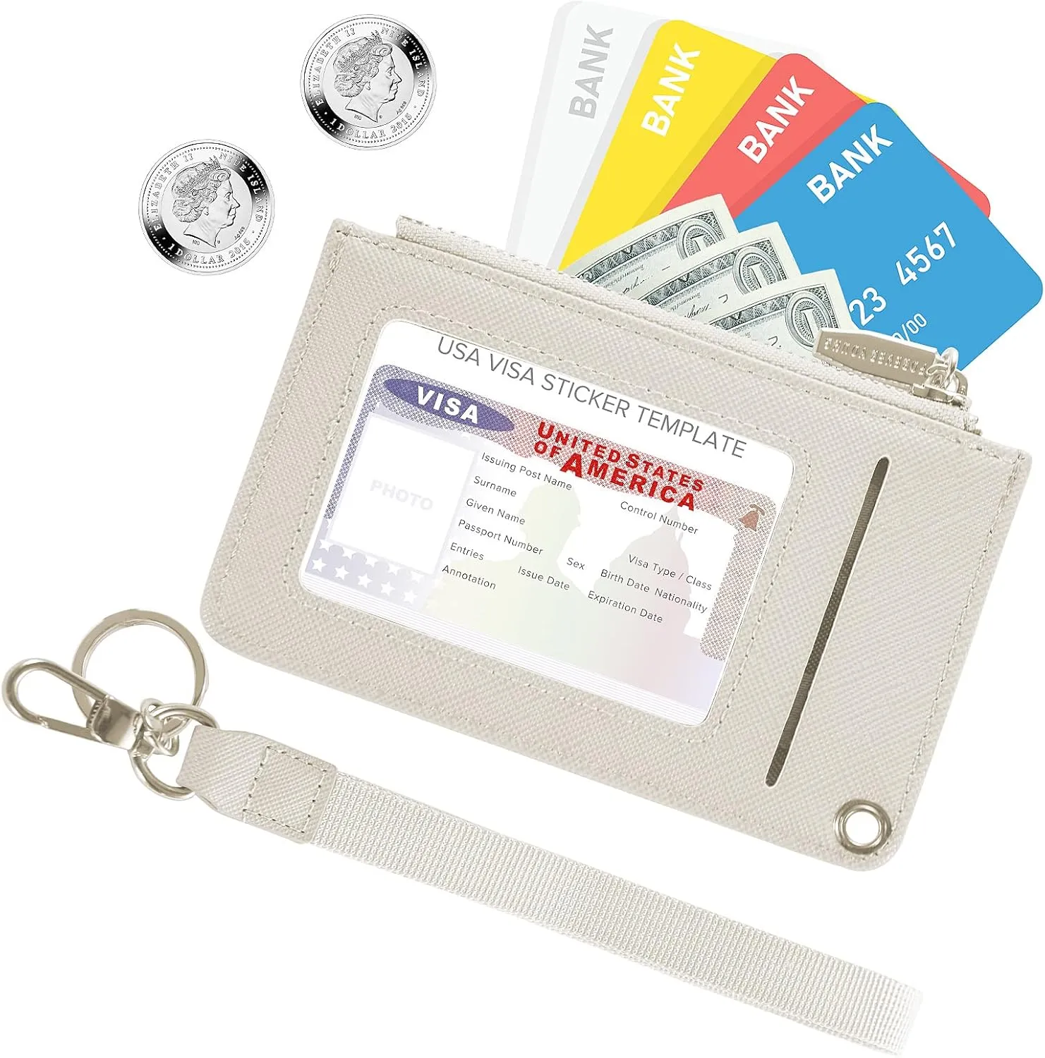 Small Wallets for Women Slim Leather Card Case Holder Wallet Coin Change Purse with Keychain
