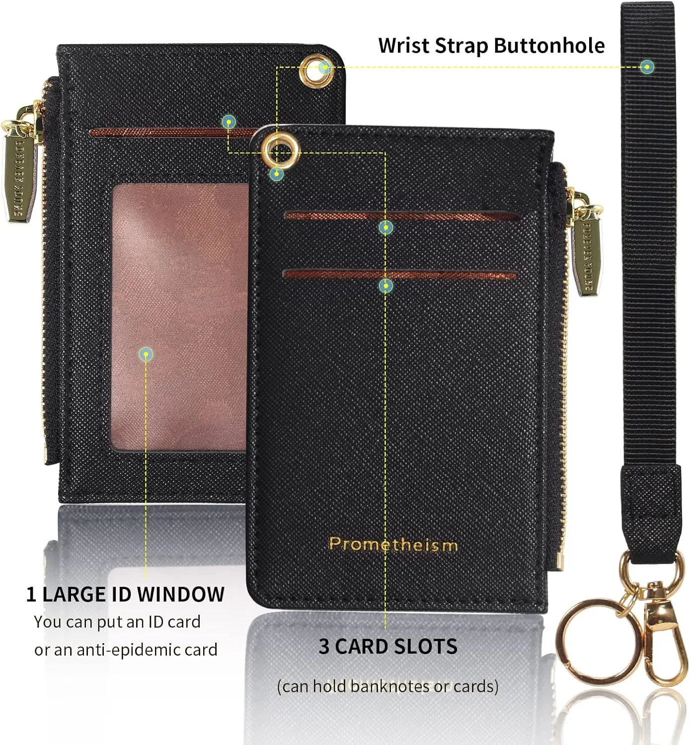 Small Wallets for Women Slim Leather Card Case Holder Wallet Coin Change Purse with Keychain